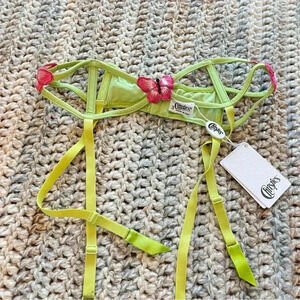 Christies Fine Italy Green Butterfly Garter Belt New